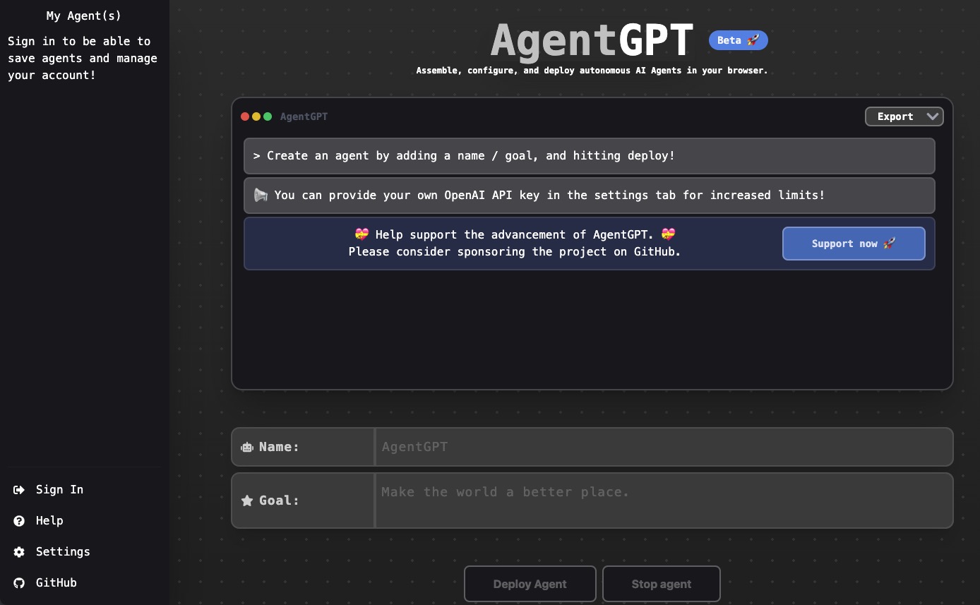 开始使用 AgentGPT