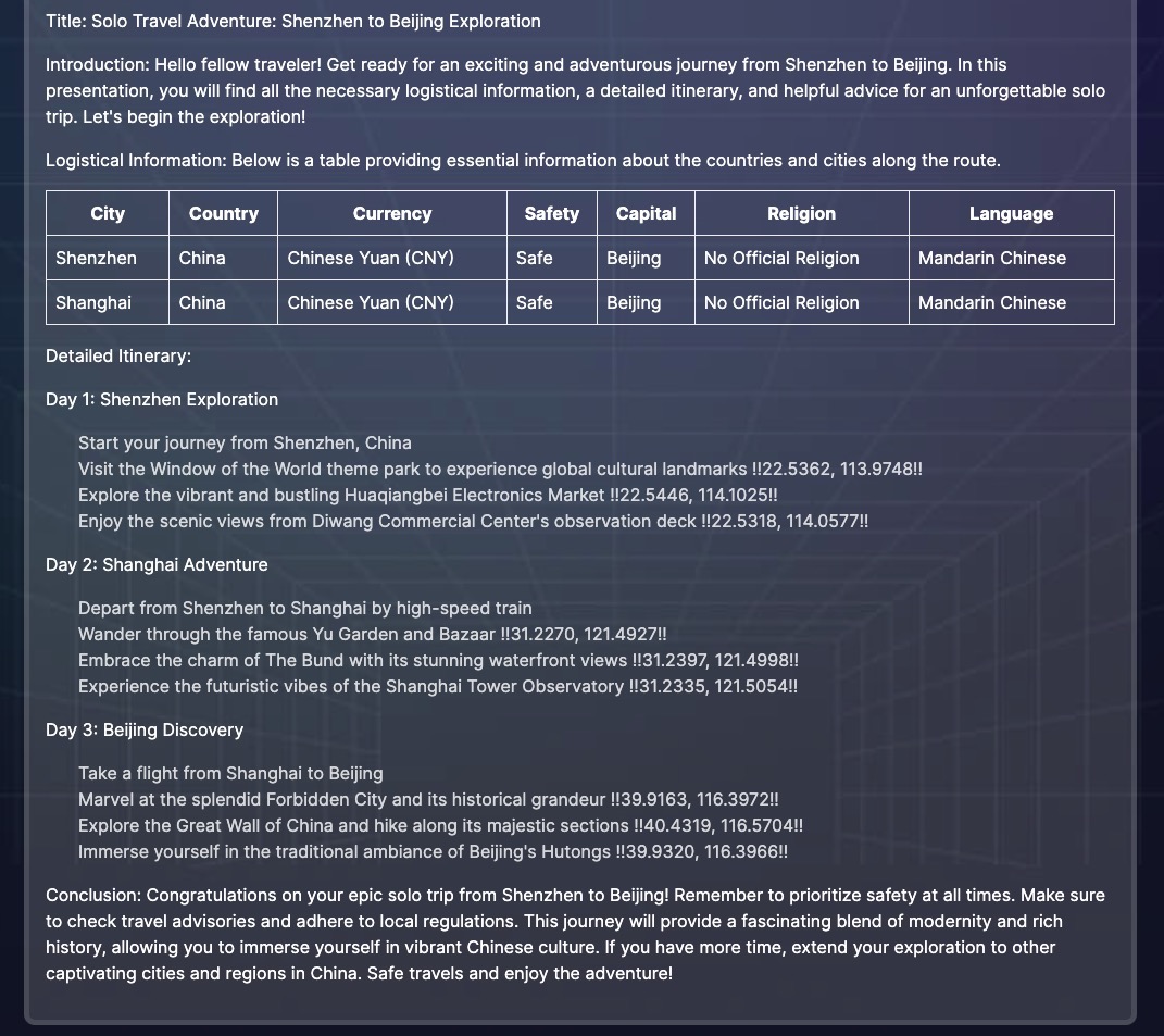 AI-Travel 使用GPT创建的旅行计划