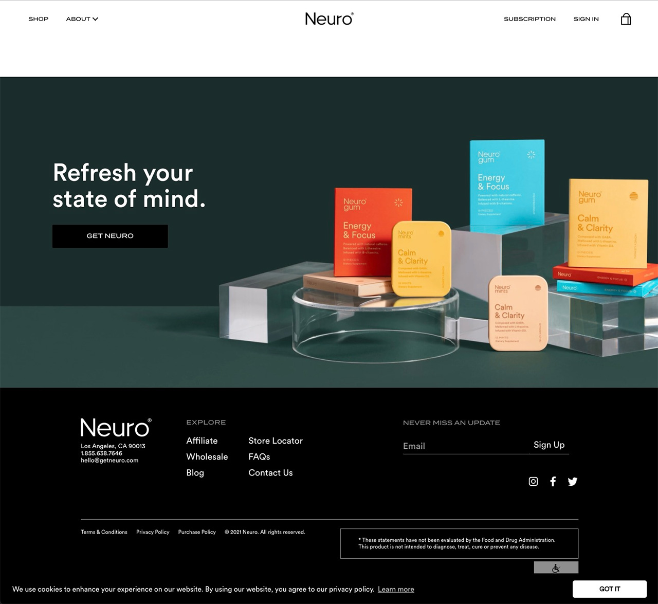 口香糖和薄荷糖的品牌网站Neuro预览图